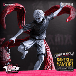 Tokyo Ghoul Kaneki facial sculpt detail statue for Tokyo Ghoul Kaneki vs Yamori statue complete display. combat stance statue detail