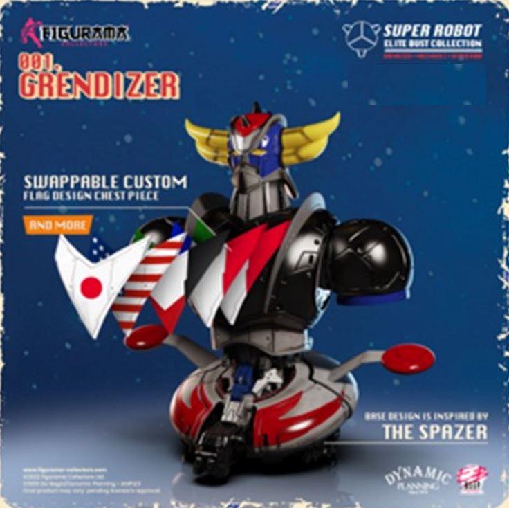 Grendizer Robot Bust- Swappable Custom Flag -Goldorak Figurine Series Resin Figures Figurama Collectors 